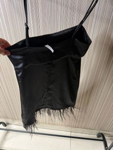 Satin Camisole with Feather Trim