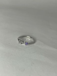 Cute Floral Ring with Purple Stone