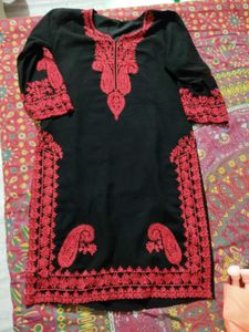 BLACK KURTA WITH BEAUTIFUL RED EMBROIDERY 🔥