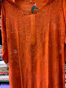 Pure Viscose Rust mukesh work Kurti