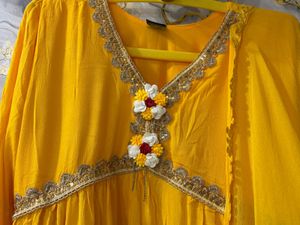 Bright Yellow Kurta Set with Dupatta