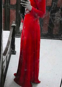 Stunning Red Lace Ethnic Gown