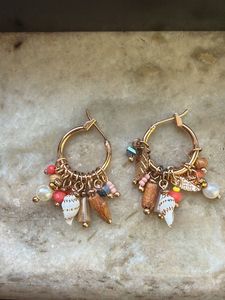 Boho Gold toned Charm Hoop Earrings