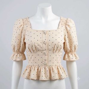 Chic Polka Dot Puff Sleeve Top