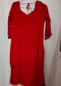 Elegant Red &amp; Teal Embroidered Salwar Kameez Set