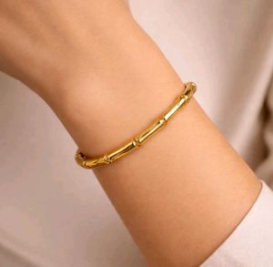 Elegant Bamboo Style Gold Bracelet