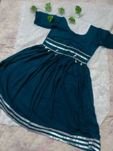 Elegant Teal &amp; White Kurta Set