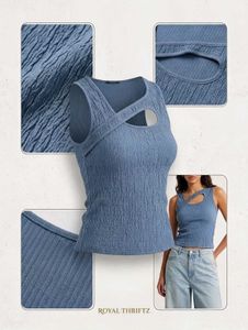 Crinkle Knit Cut-Out Tank Top