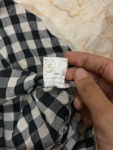 Black and White Gingham Ruffle Top