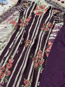 organza  Floral Kurta Set with free kurt