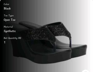 Sparkling Black Wedge Flip-Flops