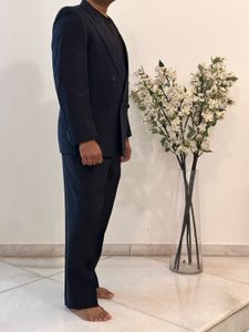 Men’s Navy Blue Pinstripe Double-Breasted Suit | C
