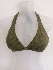 Olive Green Textured Bikini Top