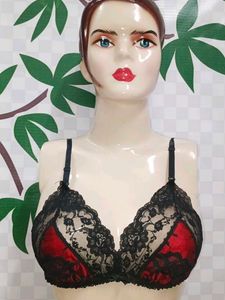 (400)Red & Black Lace Bra