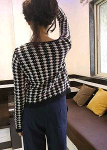 Houndstooth V-Neck Sweater