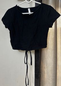 Black Crop top with waist back tie