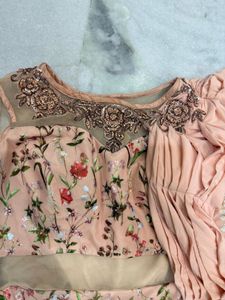 Stunning Floral Print Padded Dress with Drape