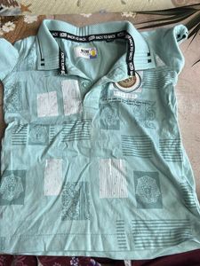 Light Blue Graphic Polo T-Shirt