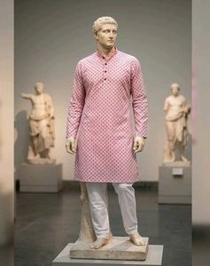 Men's Pink Printed Kurta Set