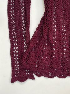 Burgundy Crochet Knit Top