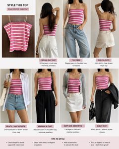 Pink &amp; White Striped Tube Top