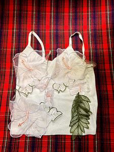 White Embroidered Cami Top