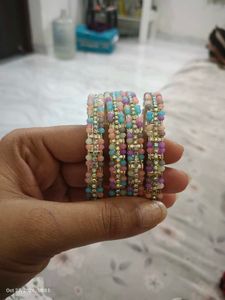 Brand New Colorful Beaded &amp; Crystal Bangle Set