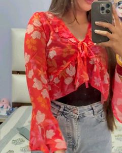 Sheer ruffle top❤️‍🔥