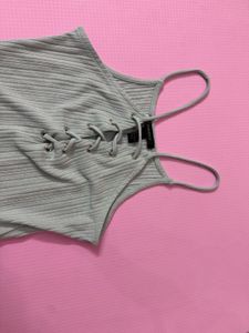Forever 21 Light Blue Ribbed Bodysuit