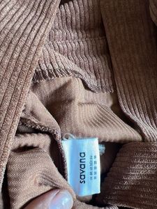 Brown Corduroy Jumpsuit with Belt