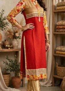 Elegant Red Floral Kurta Set