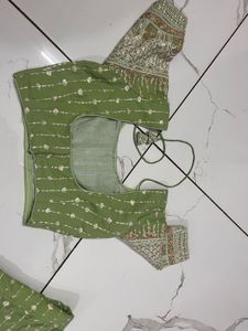 Green Embellished Lehenga Choli Set