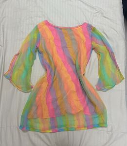 Rainbow Striped Bell Sleeve Top