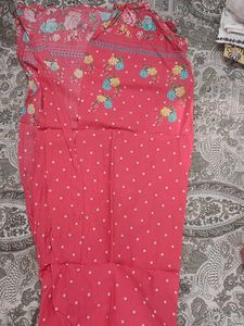 Pink Polka Dot Kurta Set