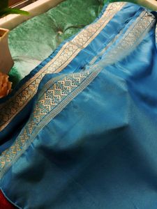 💙Elegant Blue Silk Saree With Blouse 💙