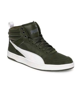 Puma Men olive rebound street v2 leather Sneakers