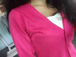 Pink V-Neck Cardigan