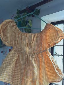 Cute Gingham Off-Shoulder Top
