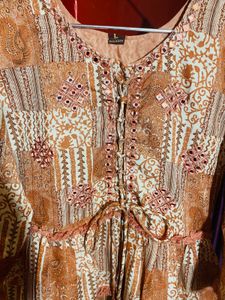Boho Patchwork Tiered Kurta with Tassel Tie