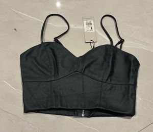 Faux Leather Bustier Crop Top