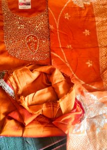 Orange Embroidered Salwar Suit