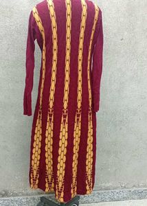 Maroon &amp; Yellow Striped Knit Dress