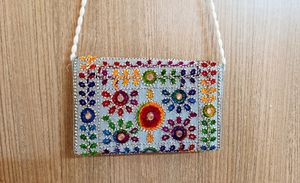 Grey Hand Embroidered Sling Bag