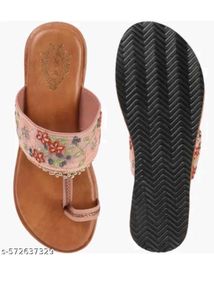 Embroidered Floral  flat hels Sandals