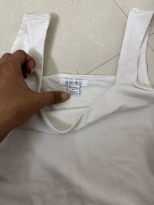 White Square Neck Tank Top