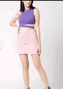 Stylish Crop Top & Denim Skirt Set