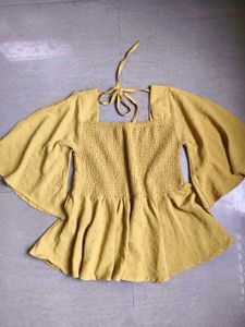 Yellow square Neck Top