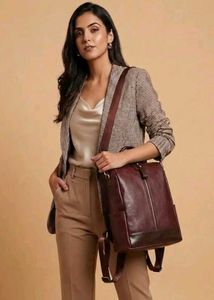 100%PURE PREMIUM Vegan Leather Maroon Backpack