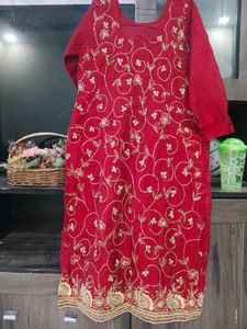 Designer Gold Gotta patti work kurta Dupatta set