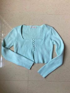Mint Green Cropped Cardigan